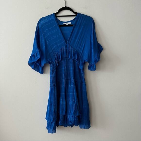 IRO Stacy Blue Jacquard Smocked Mini Dress - Picture 3 of 10